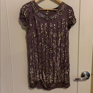 French connection purple and silver sequin dress